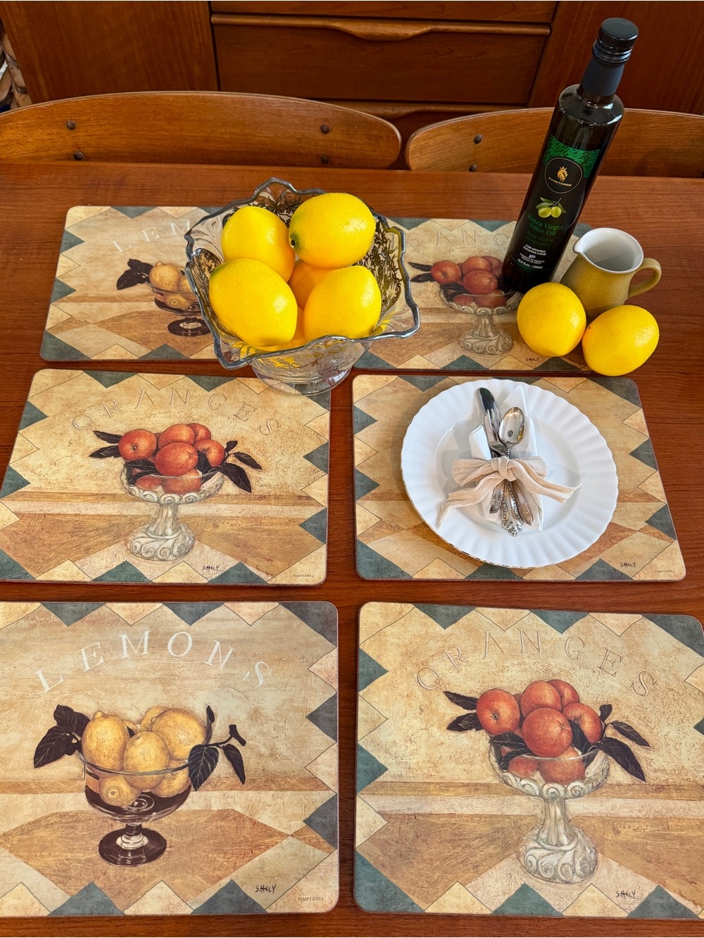 Pimpernel Cork-Backed Placemats Set of 6 Tuscan Lemons & Oranges